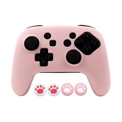Capa Controle Nintendo Pro Controle Rosa Pastel Silicone Proteção