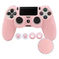 Capa de silicone com antiderrapante para controle dualshock 4, na cor rosa pastel!\n melhora a jogabilidade aderência do controle nas mãos, possui tex