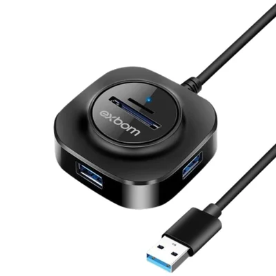Hub Exbom Usb 5 Em 1 C/ 3 Portas Usb 2.0 + Leitor Cartao Uh-r23