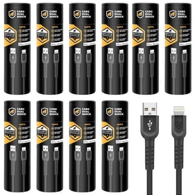Cabo Dual Shock Lightning / Usb A - Preto - 1,2m - No Atacado - Caixa Fechada 10 Unidades - Gshield
