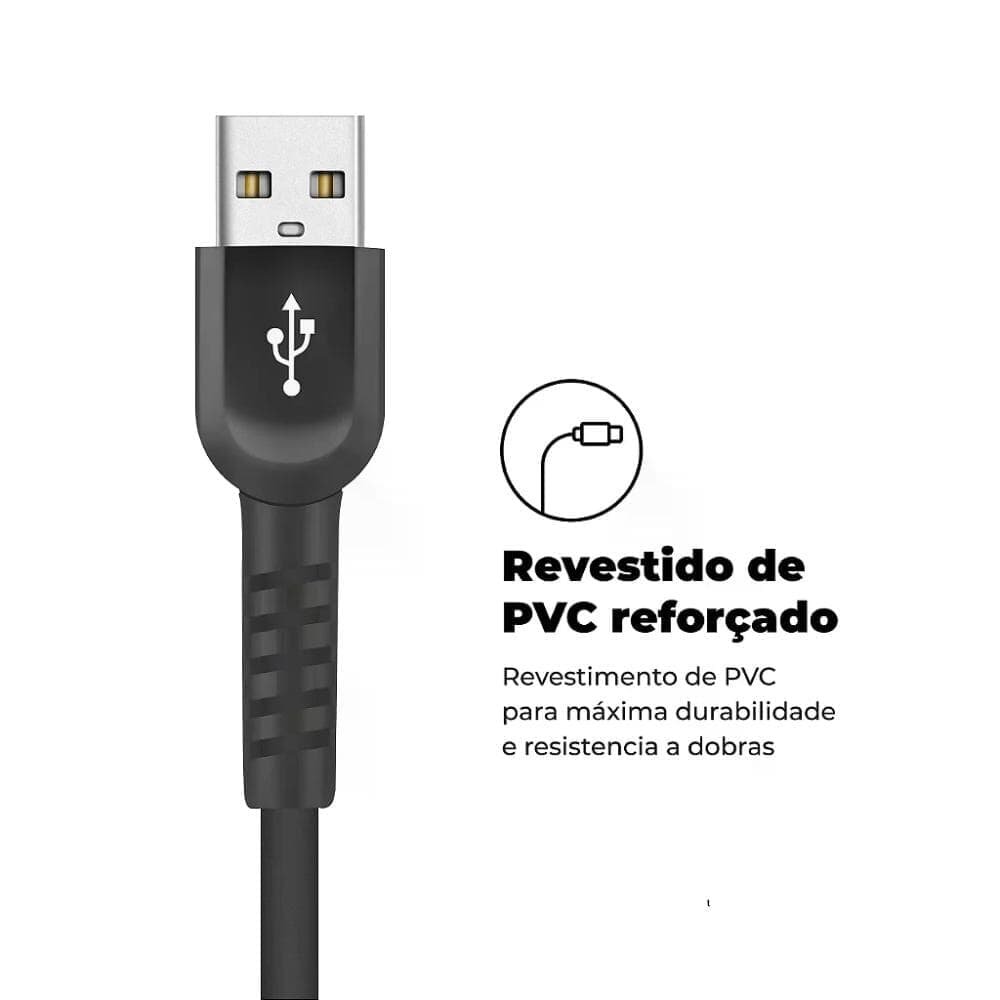 Imagem 3 de 4 do produto Cabo Dual Shock Lightning / Usb A - Preto - 1,2m - No Atacado - Caixa Fechada 10 Unidades - Gshield