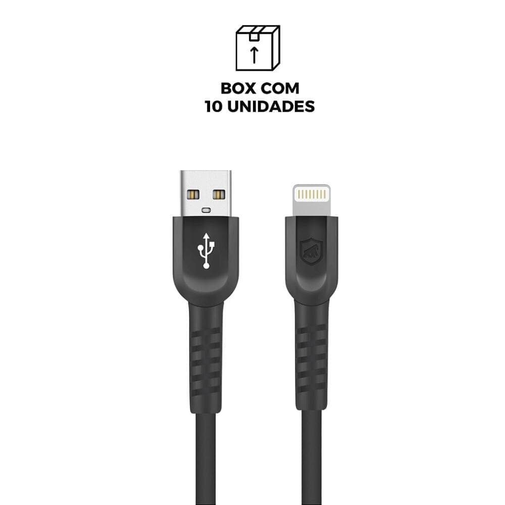 Imagem 4 de 4 do produto Cabo Dual Shock Lightning / Usb A - Preto - 1,2m - No Atacado - Caixa Fechada 10 Unidades - Gshield