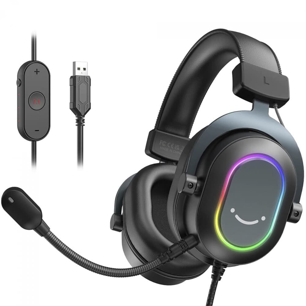 Headset Gamer Fifine H6, 7.1 Surround, Drivers De 50mm, RGB, Usb, Black