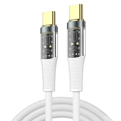 Cabo Carregador Reforçado Turbo 66w Indicador LED Usb-C / Usb-C B Branco
