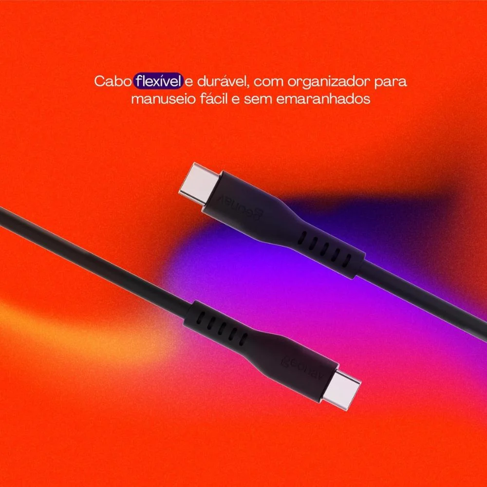 Imagem 2 de 5 do produto Cabo Usb-c Para Usb-c Geonav Preto - Esc06sbk