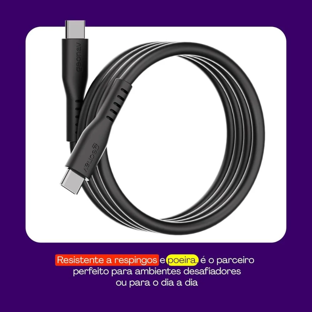 Imagem 3 de 5 do produto Cabo Usb-c Para Usb-c Geonav Preto - Esc06sbk