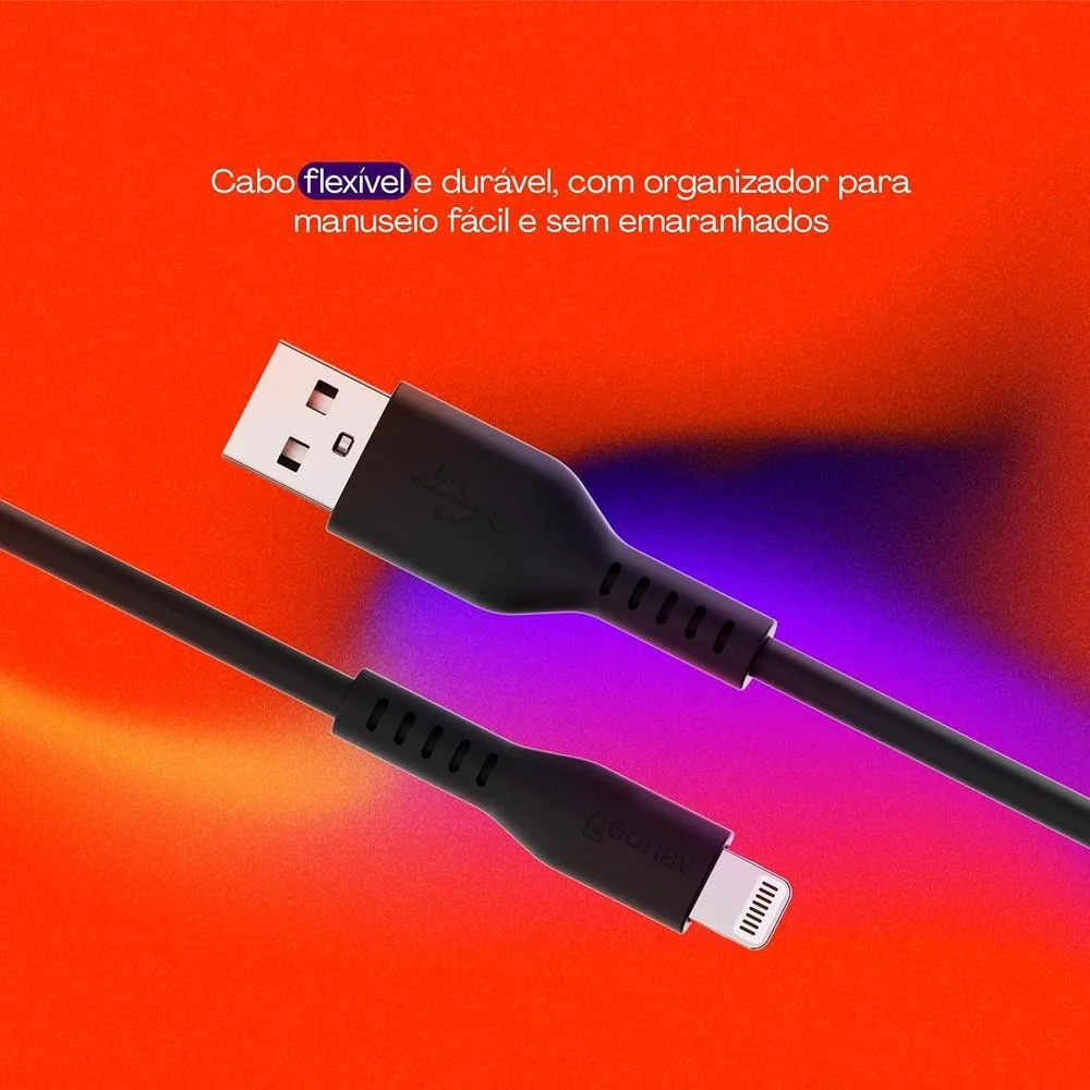 Imagem 3 de 5 do produto Cabo Usb-a Para Lightning Geonav Preto - Eslisbk - Na