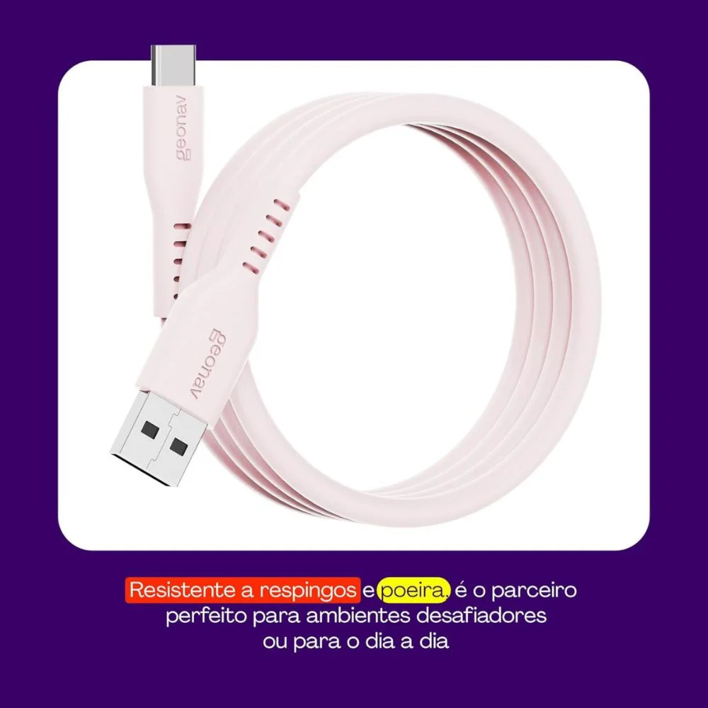 Imagem 2 de 5 do produto Cabo Usb-a Para Usb-c Geonav Rosa - Esc05spk - Na