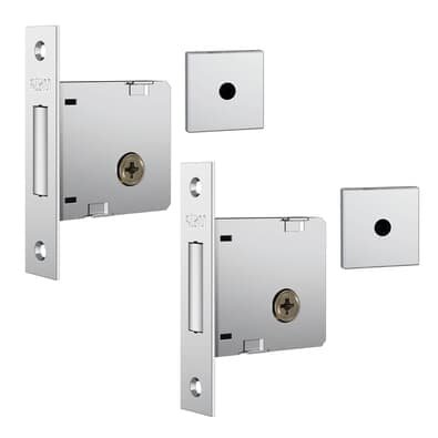 Fechadura De Segurança Trava Auxiliar 1004 Tetra Chave Roseta Quadrada1 Cromado 40mm Par Stam