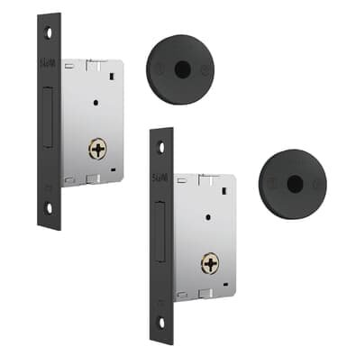 Fechadura De Segurança Trava Auxiliar 1001 Tetra Chave Par Roseta Redonda Preto Fosco 30mm Stam