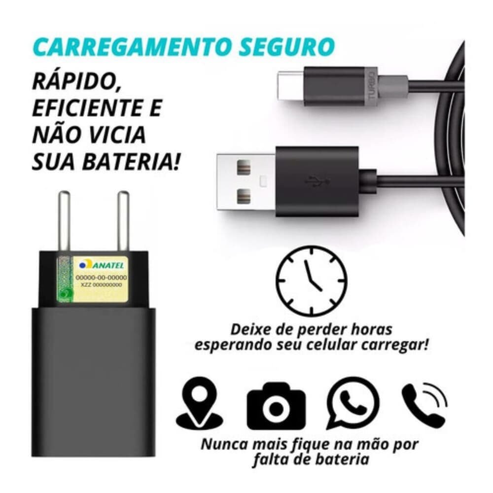 Imagem 3 de 3 do produto Carregador Turbo Preto Rápido Veloz Para Samsung S24