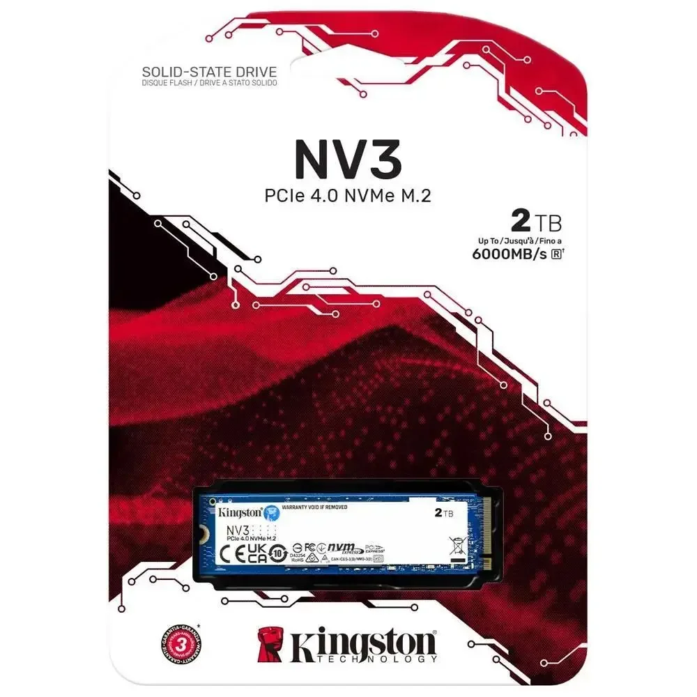 SSD Kingston Nv3, 2TB, M.2 2280, PCie 4.0 X4, Nvme, Leitura: 6000 Mb/s, Gravação: 5000 Mb/s, Azul - Snv3s/2000g