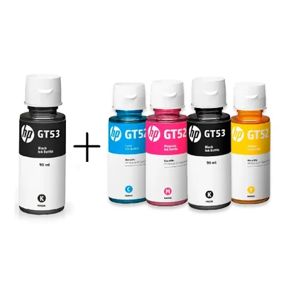 Kit 5 Refil Tinta Original Impressora Hp 52 Gt52 + 53 Gt53 ( Gt51 ) 2 Preto 3 Colorido