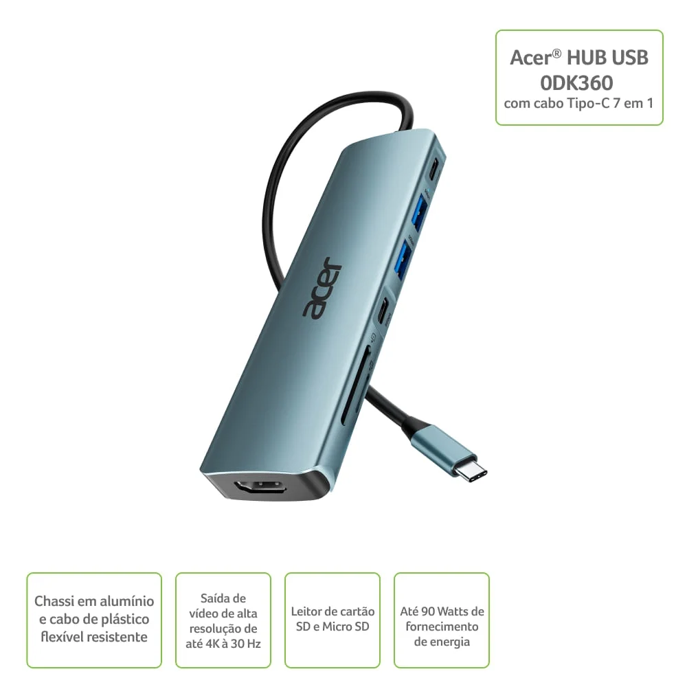 Imagem 3 de 3 do produto Hub Usb Acer Dock_option Odk360 - GP.DCK11.02A