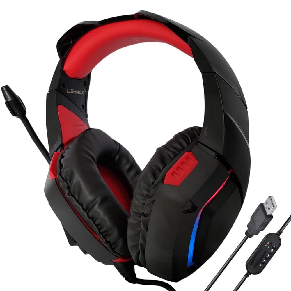 Headset Gamer USB Lehmox Hyper GT LEF1209 com LED
