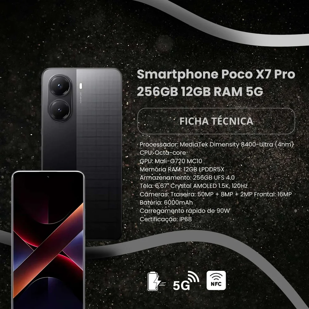 Smartphone Poco X7 Pro 256GB 12RAM 5G Preto