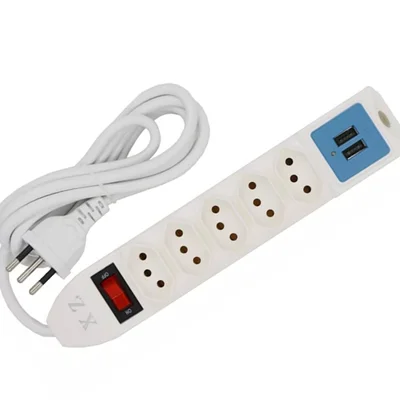 Filtro De Linha 5 Tomadas 10a 250v  Com 2 Usb 5v 2.1a 2mts