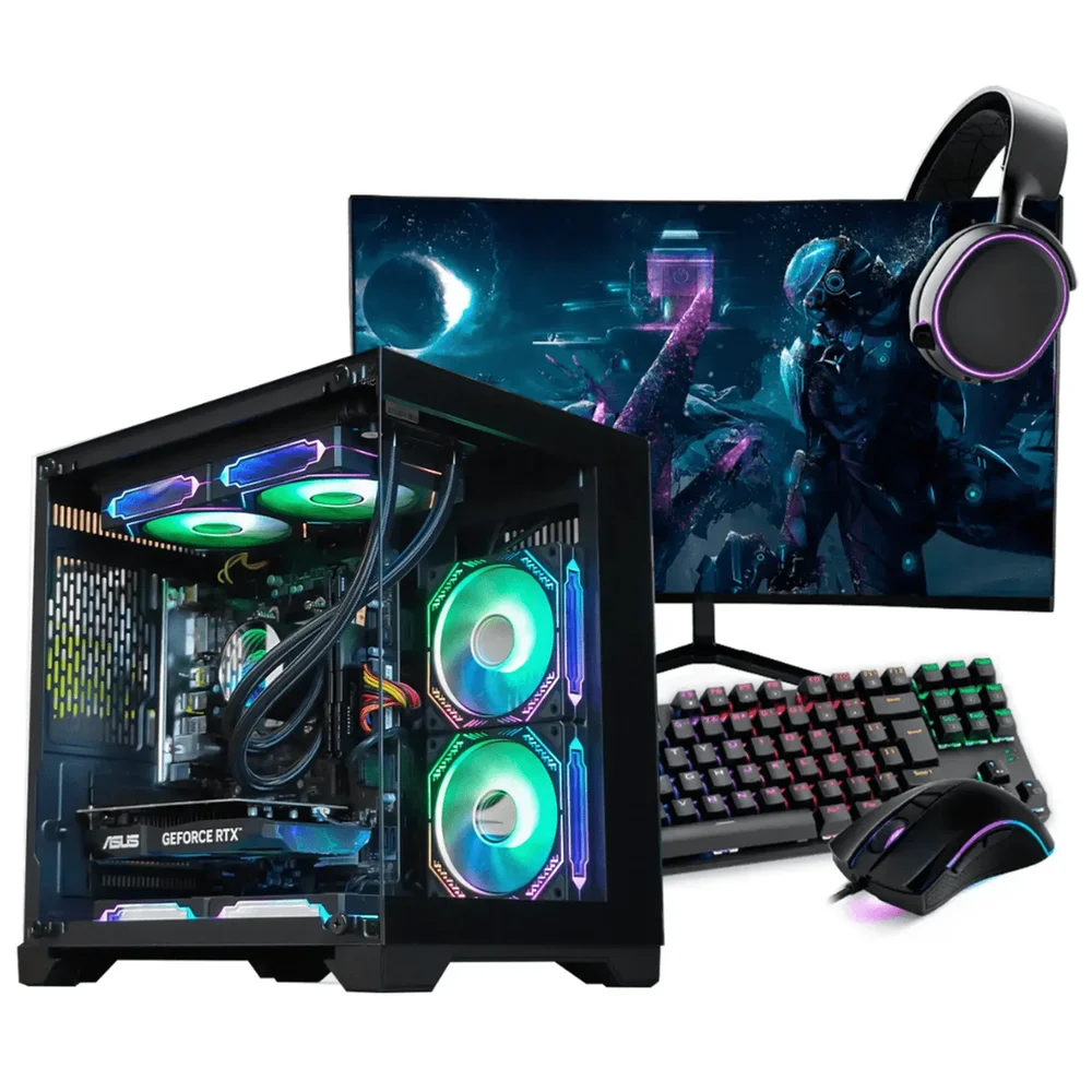 PC Gamer Completo Ryzen 5 5500, RTX 4060, 16gb Ddr4, SSD Nvme 500gb, 600w 80 Plus, Aquapc02-e