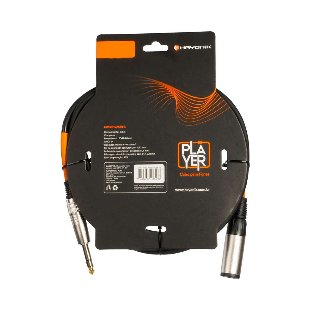 Imagem 2 de 5 do produto Cabo Extensor Player P10 (f) X P10 (m) 5m Preto Hayonik