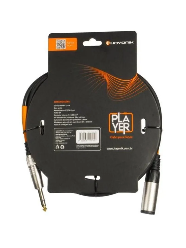 Imagem 3 de 5 do produto Cabo Extensor Player P10 (f) X P10 (m) 5m Preto Hayonik