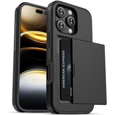 Capa Protetora com Compartimento Espaço para Guardar e Cartão de Crédito para o iPhone 16 Pro Max - Tela 6.9 Cor: Preto