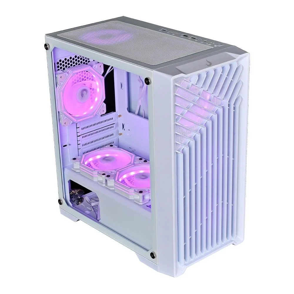 Imagem 3 de 5 do produto Gabinete Gamer Rise Mode X1 S/fan S/fonte Midtower Atx Vidro Temperado Branco - Rm-x1-01-fw