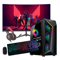 "Computador PC Gamer I9 11ª Geração 32gb Ram Nvme 1TB RTX 3060 Monitor 24"" 165hz Curvo Com Áudio - Preto"
