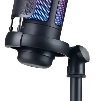 Microfone Gamer Iluminação RGB, USB Type-C 30Hz-20kHz, Ideal para Jogos, Podcast Vídeos