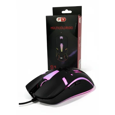 Mouse Gamer Com Fio Usb S1 Fy, Iluminação RGB E Design Ergonômico, Preto