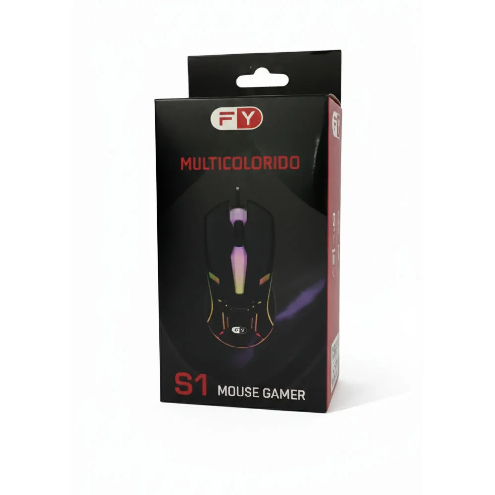 Imagem 5 de 5 do produto Mouse Gamer Com Fio Usb S1 Fy, Iluminação RGB E Design Ergonômico, Preto
