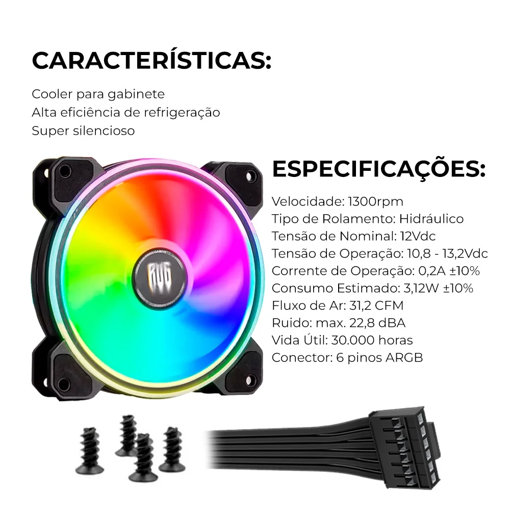 Kit 3 Fans LED ARGB Cooler Com Hub Controlador e Controle Para Computador Knup KP-VR333K 5