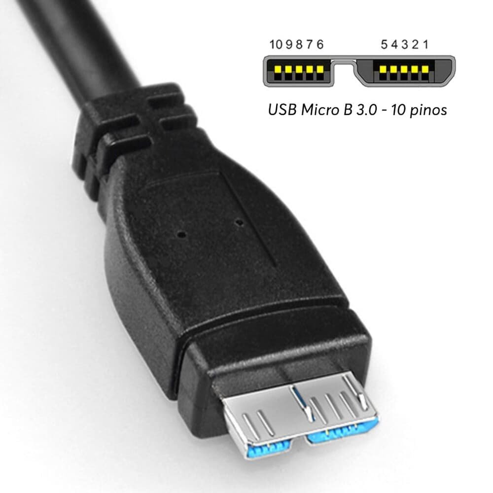 Imagem 3 de 5 do produto Cabo Para Hd Externo Usb Micro B 3.0 5gbps 5 Metros Compatível Com Samsung Seagate Toshiba Western Digital