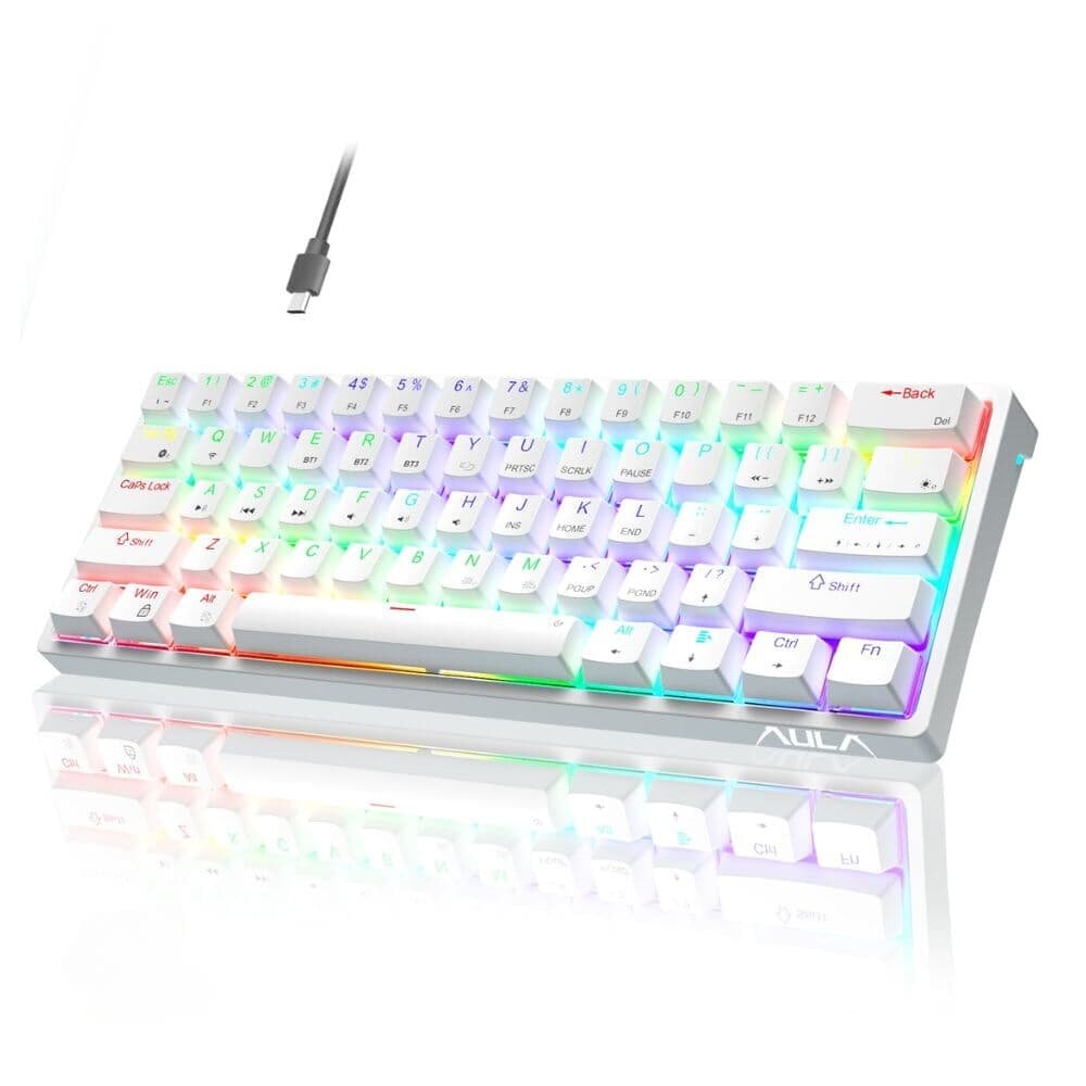 Teclado Mecânico Gamer Aula F3261 60% RGB, Switchred, Branco