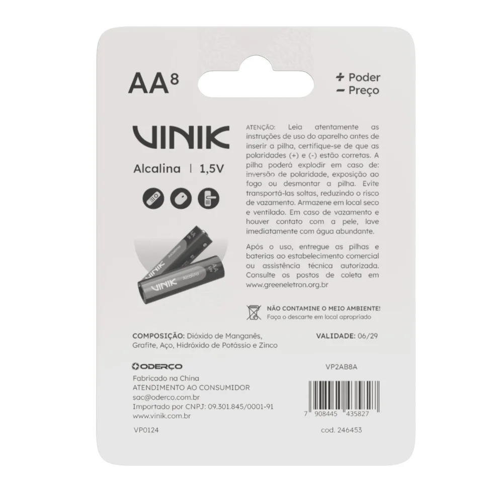 Pilha Alcalina Aa C/8 1.5v - Vp2ab8a Pilha Alcalina Aa C/8 1.5v - Vp2ab8a