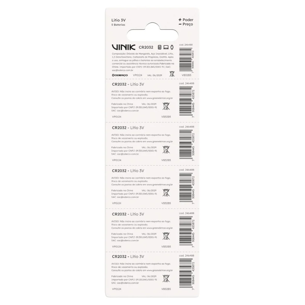 Imagem 4 de 5 do produto Bateria De Lítio Cr2032 C/5 3v - Vb32b5
