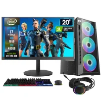 "PC Gamer Completo 2eletro Shot, Intel Core i7, 16gb Ram, Geforce Gtx 4gb, SSD 480GB, Fonte 500w, Monitor 20"" 75hz - Pg2e-0106sh"