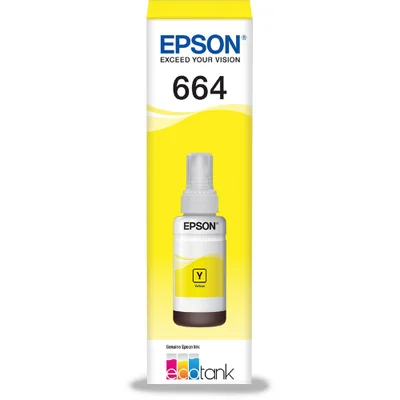 Garrafa Refil De Tinta Epson T664420 Amarelo 70ml L365 L375 L565 L575 L1300 L120 L380 L395