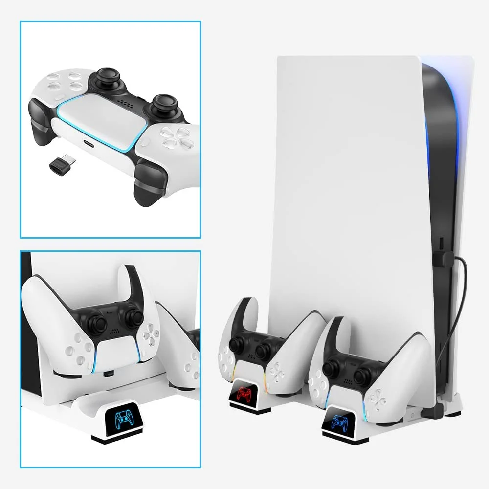 Imagem 3 de 5 do produto Base Suporte Ps5 Com Resfriador Carregador De Controle Oivo
