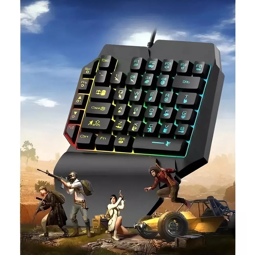 Imagem 2 de 3 do produto Teclado Gamer P/ Celular  Single Handed Uma Mão Semi-mecânico RGB Usb