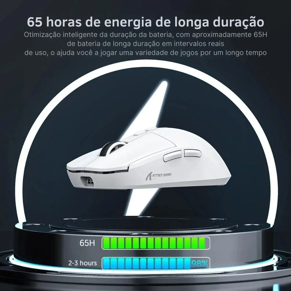 Imagem 2 de 5 do produto Mouse Gamer Attack Shark X6 26k Dpi RGB + Dock Branco