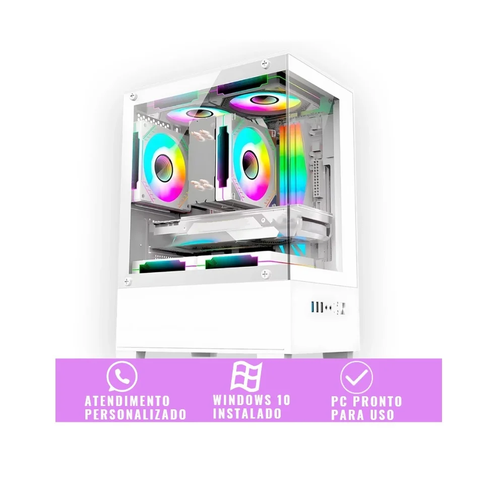 Computador Gamer Completo Branco Intel Core I5 Memoria Ram 16gb SSD 240GB Monitor Kit Gamer Rosa - view 5