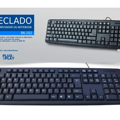 Teclado Com Fio Usb 2.0 Preto P/ PC E Notebook