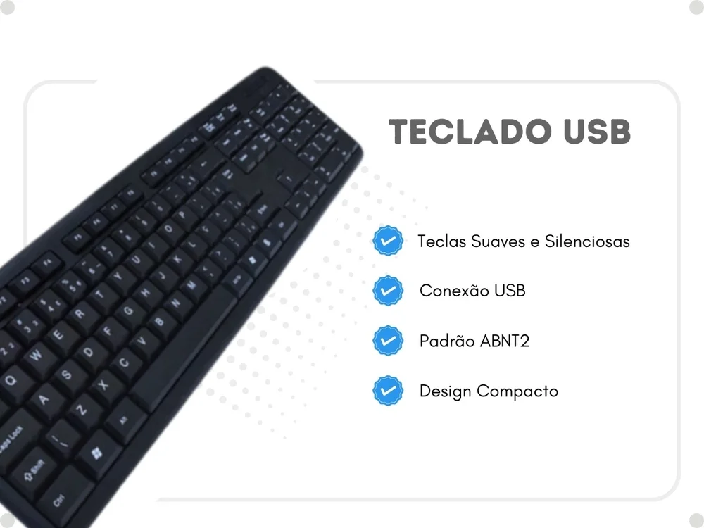 Imagem 4 de 5 do produto Teclado Com Fio Usb 2.0 Preto P/ PC E Notebook