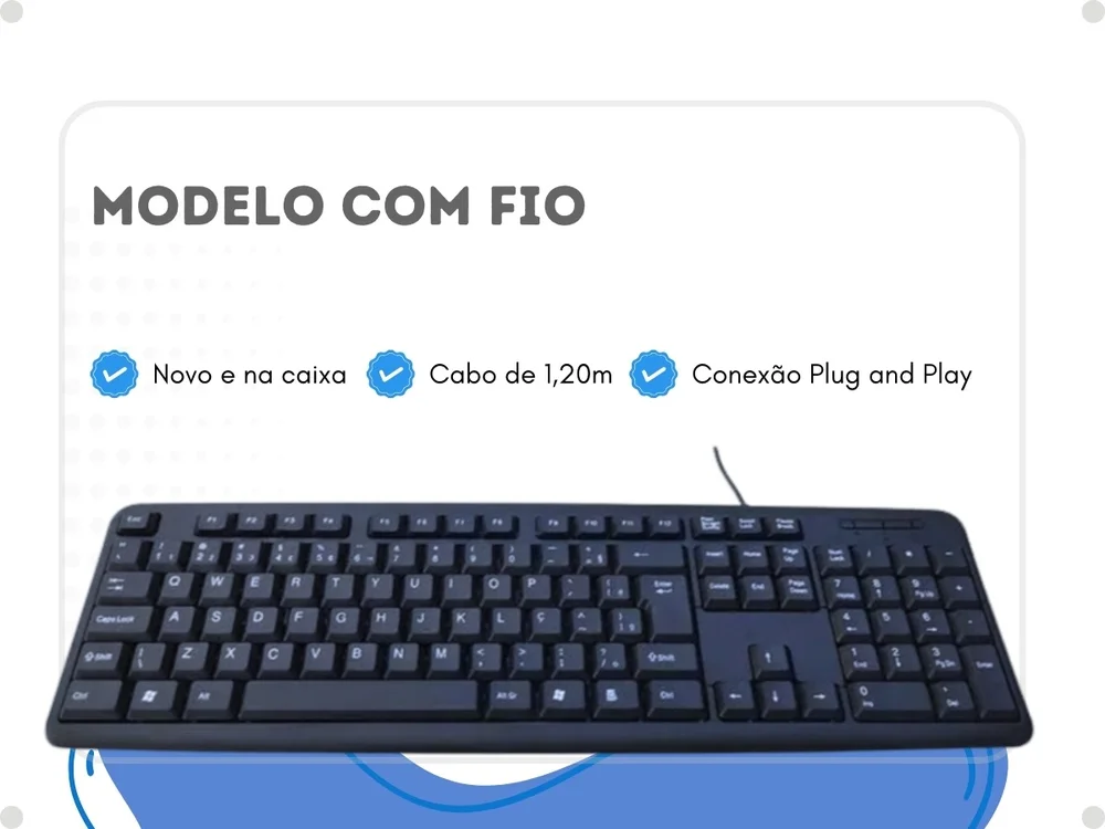 Imagem 5 de 5 do produto Teclado Com Fio Usb 2.0 Preto P/ PC E Notebook