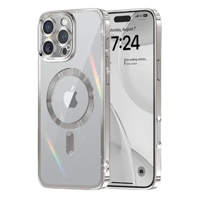 Capa Magsafe com Proteção Lente iPhone 16 Pro - Tela 6.3 Cor: Prata
