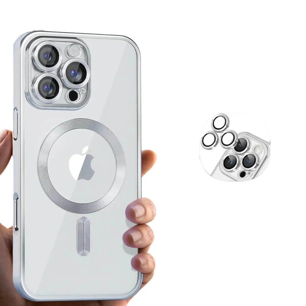 Imagem 2 de 5 do produto Capa Magsafe com Proteção Lente iPhone 16 Pro Max - Tela 6.9 Cor: Prata