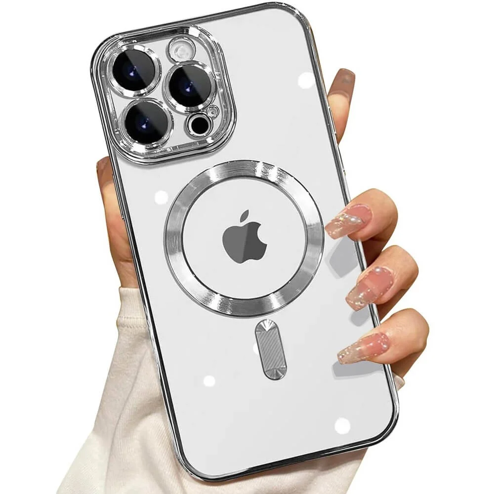 Imagem 3 de 5 do produto Capa Magsafe com Proteção Lente iPhone 16 Pro Max - Tela 6.9 Cor: Prata