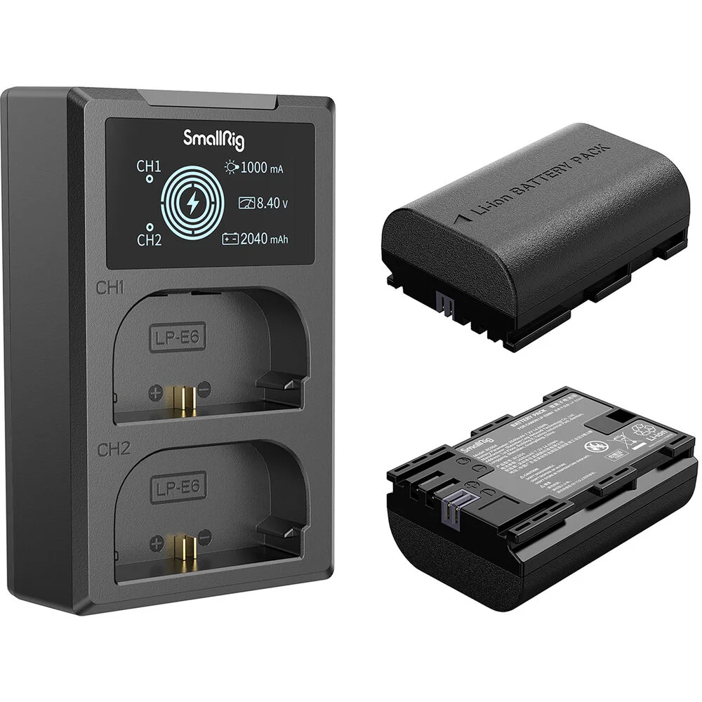 Carregador Duplo Smallrig 3821 Com Duas Baterias Lp-e6nh Carregador Duplo Smallrig 3821 Com Duas Baterias Lp-e6nh