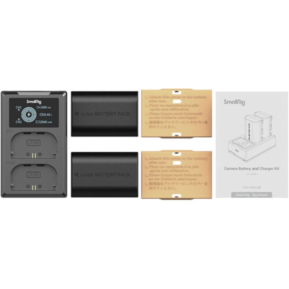 Carregador Duplo Smallrig 3821 Com Duas Baterias Lp-e6nh Carregador Duplo Smallrig 3821 Com Duas Baterias Lp-e6nh