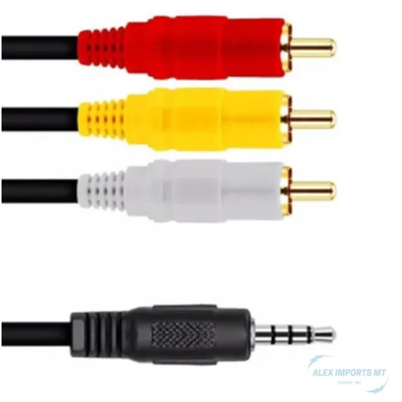 Imagem 2 de 2 do produto Cabo P3 Macho Av 3 Rca Macho 1,3m Cabo P3 Para Televisão
